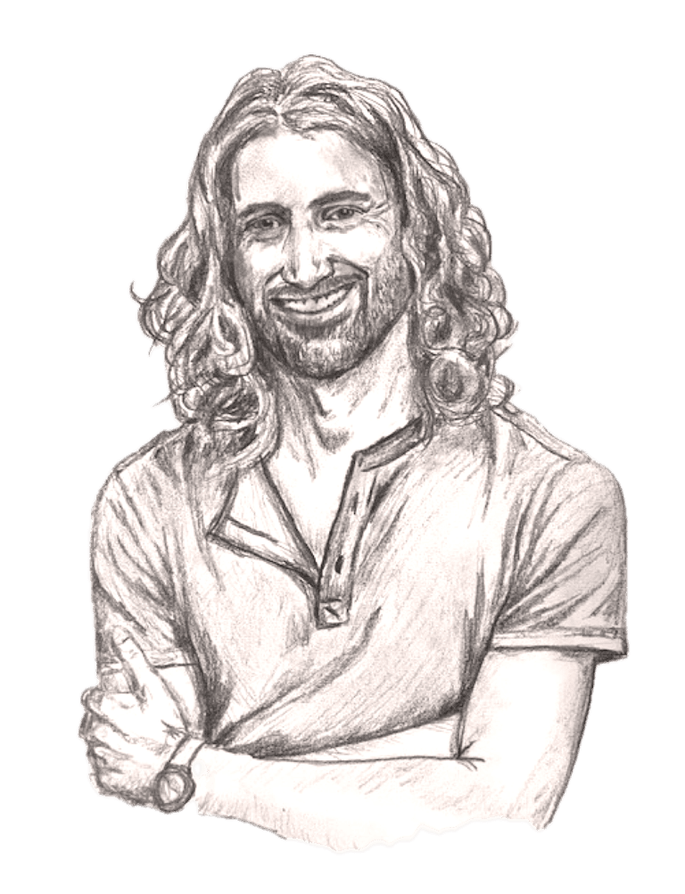 A self-portrait pencil sketch of Michael Colletto by Michael Colletto with the background removed, drawn 2026